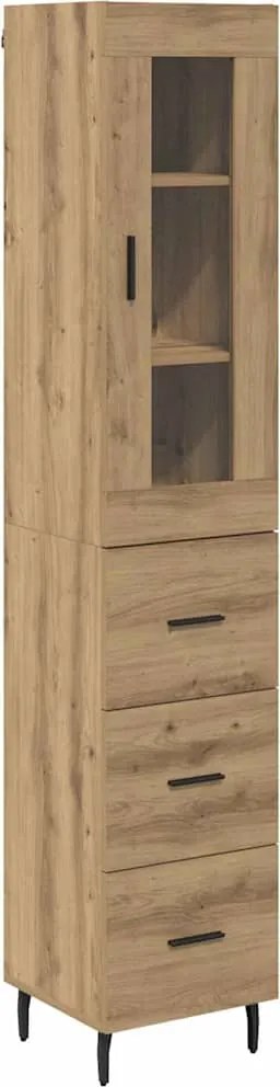 vidaXL Magasfiú fiókkal Artisan tölgy 34,5 x 34 x 180 cm Faanyag