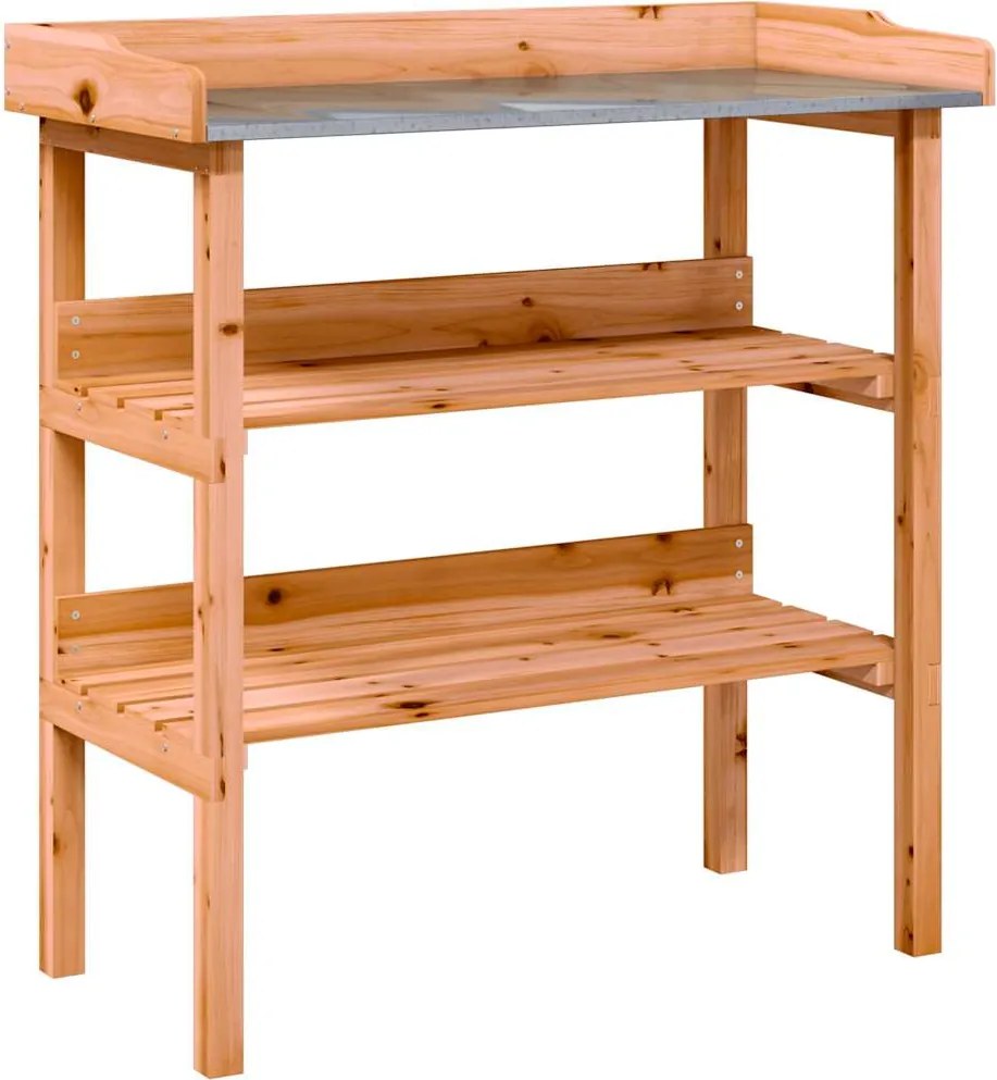 vidaXL barna tömör fenyőfa növénytartó asztal polcokkal 78x38x82,5 cm