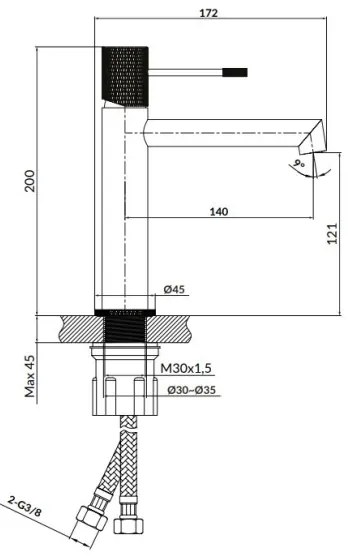 Cersanit S951-591 - Mosdócsap ZEN 20 cm fényezett króm