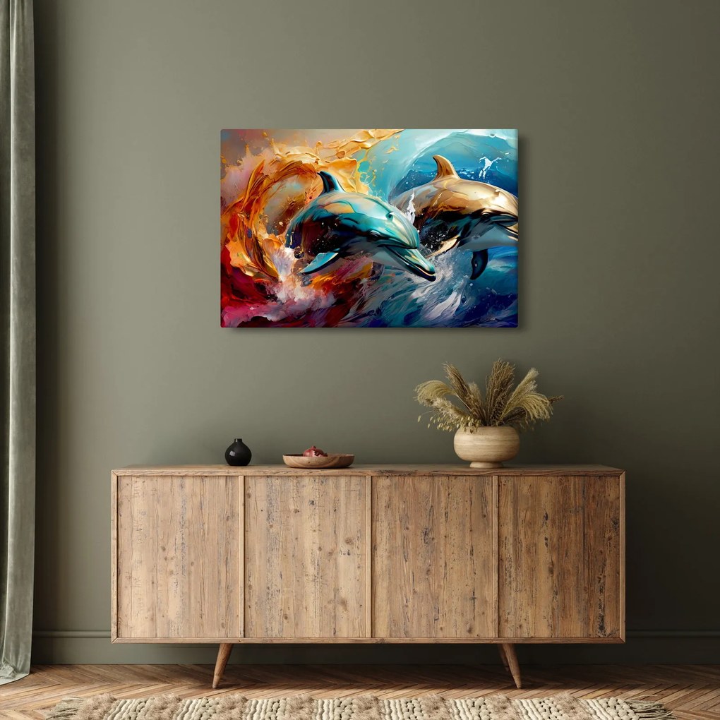 Kép - Delfin festmény (90x60 cm)