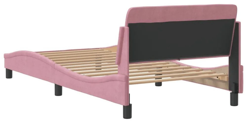 rózsaszín bársony ágykeret fejtámlával Dover 100x200 cm