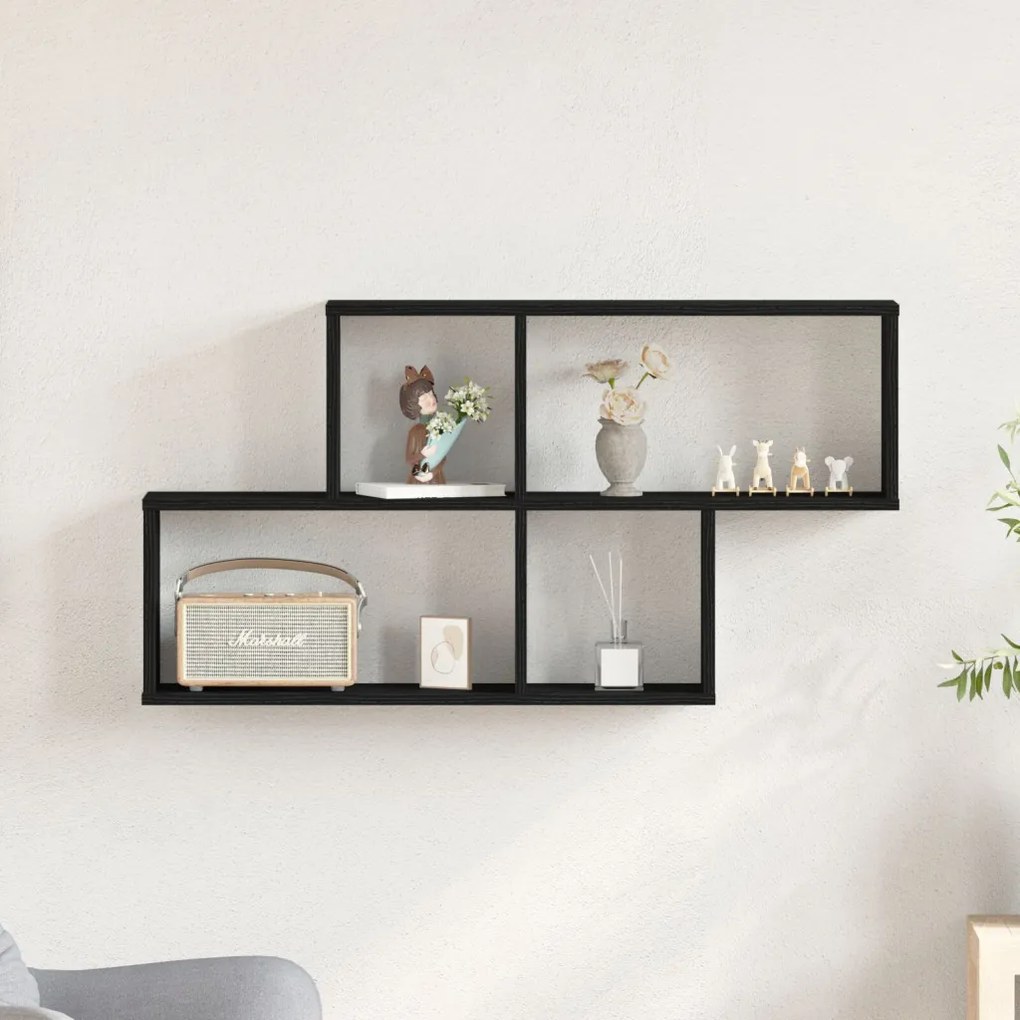 Fekete Tölgy Fali Szekrény 76x15x53 cm Mérnöki Fából