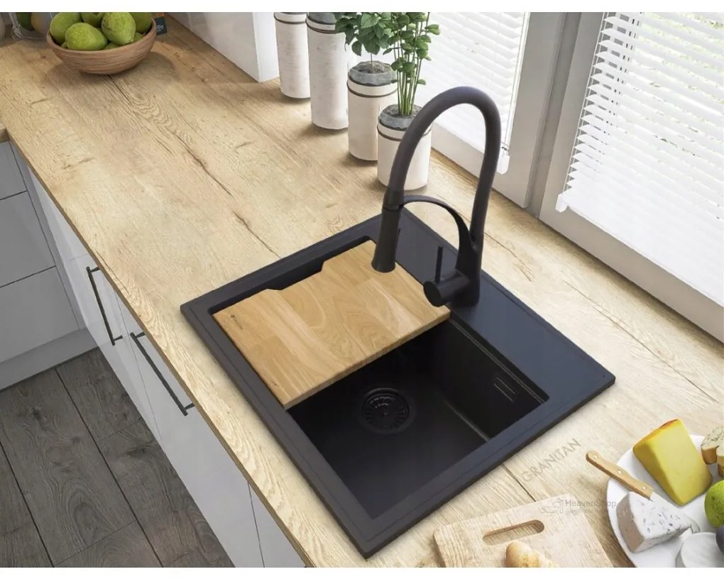 Gamma Modern 5055, 1 rekeszes gránit mosogató 560x500x210 mm, fekete, GMA-ZM-55-BK