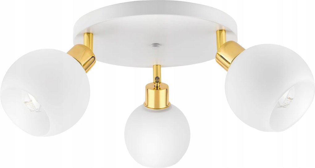 Mennyezeti Lámpa Csillár Fehér Arany Üveg Gömbök Loft Modern 3xE27