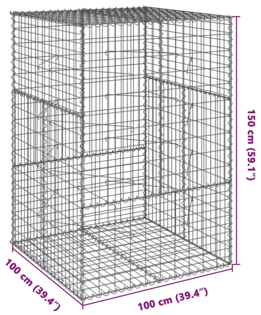 horganyzott vas gabion kosár fedéllel 100 x 100 x 150 cm