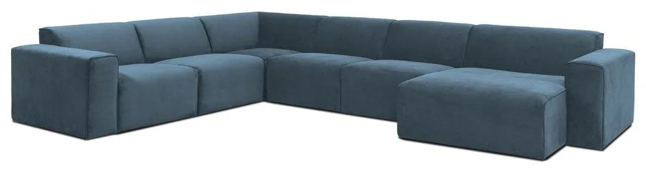 Kék kordbársony sarokkanapé (jobb oldali) Sting – Scandic
