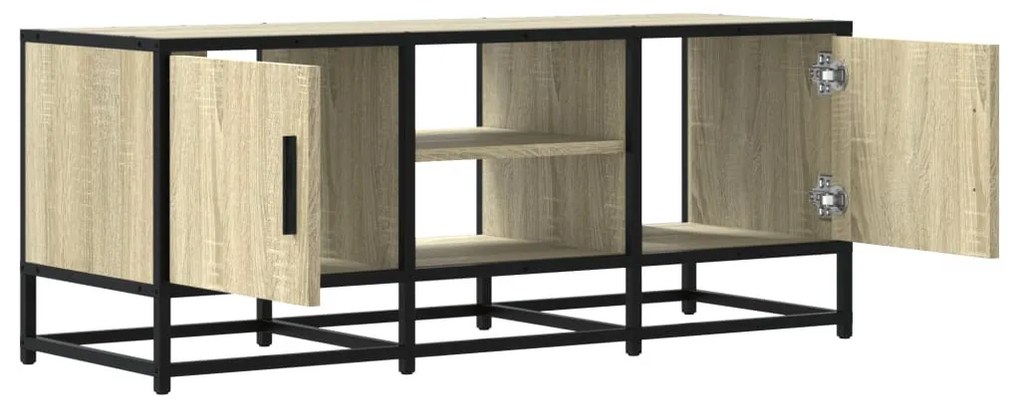 sonoma tölgy színű szerelt fa és fém TV-szekrény 100x35x41 cm