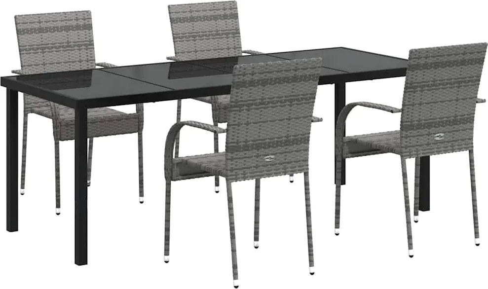 vidaXL Kert étkező szett 5 pcs Szürke Porszórt acél