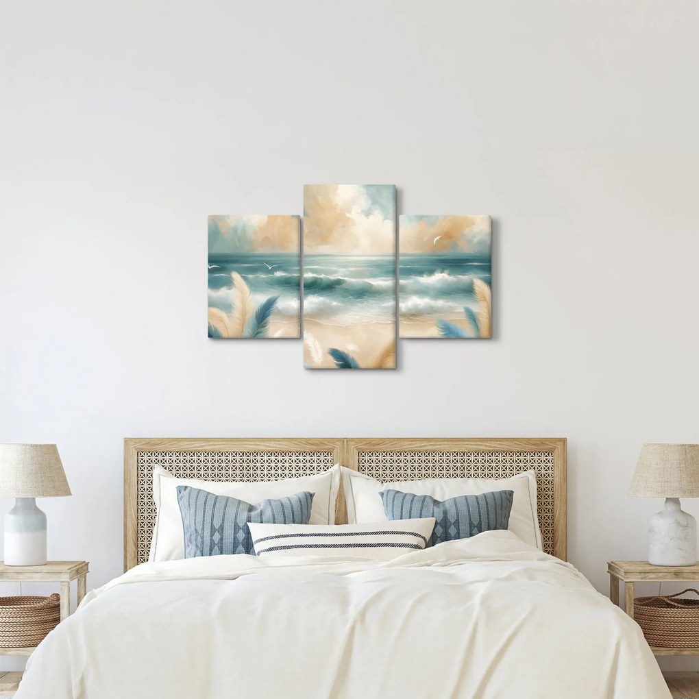 Kép – Festett strand lágy színekben (90x60 cm)