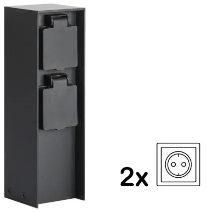 Brilagi - Kültéri csatlakozós oszlop PILLAR 2Z SCHUKO 230V IP44 fekete