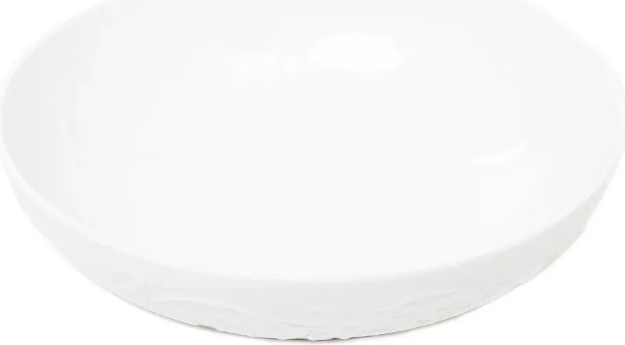 Sylia mély fehér tányér díszekkel 20 cm Homla