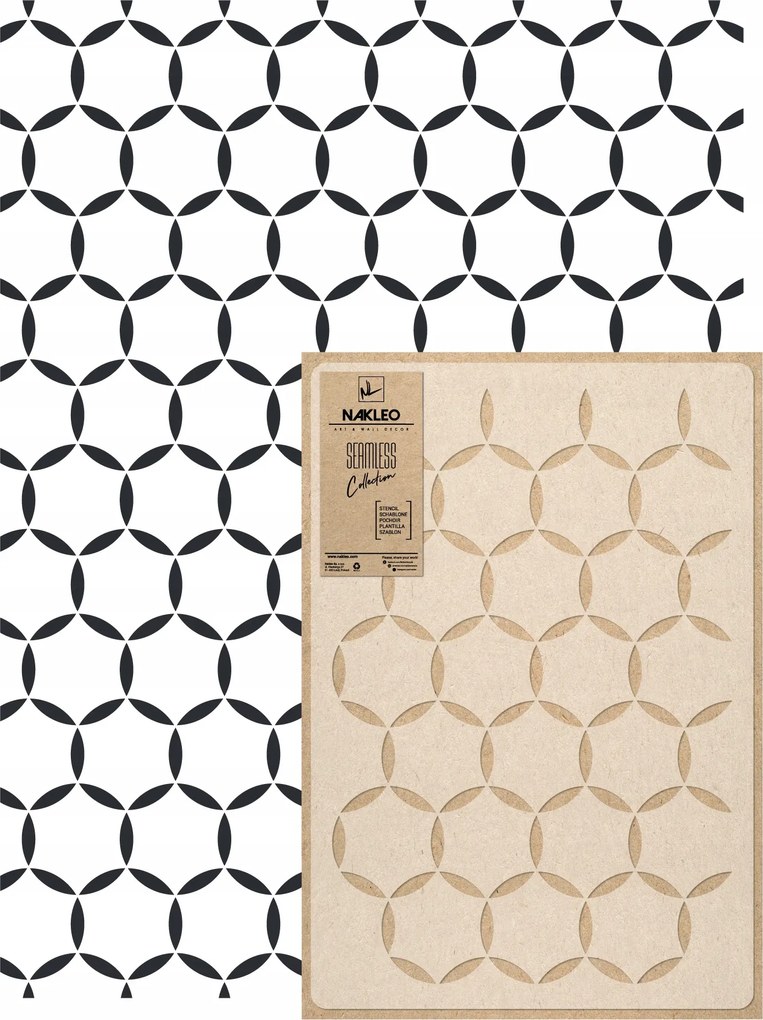 Festősablon Ismételhető Többször felhasználható 59x95cm Tapéta Körök Hexagon Retro