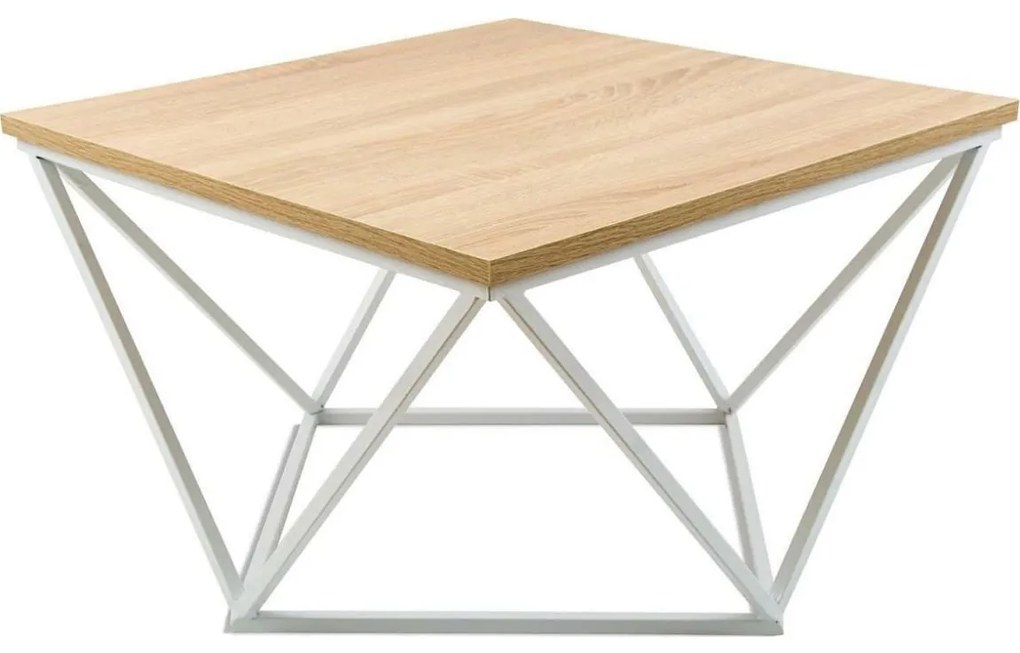 Kávésasztal CURVED 60x60 cm fehér/bézs