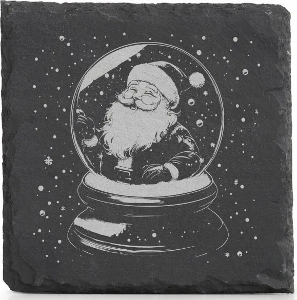 Karácsonyi kő alátét x4 gravírozás Mikulás üveggömbben