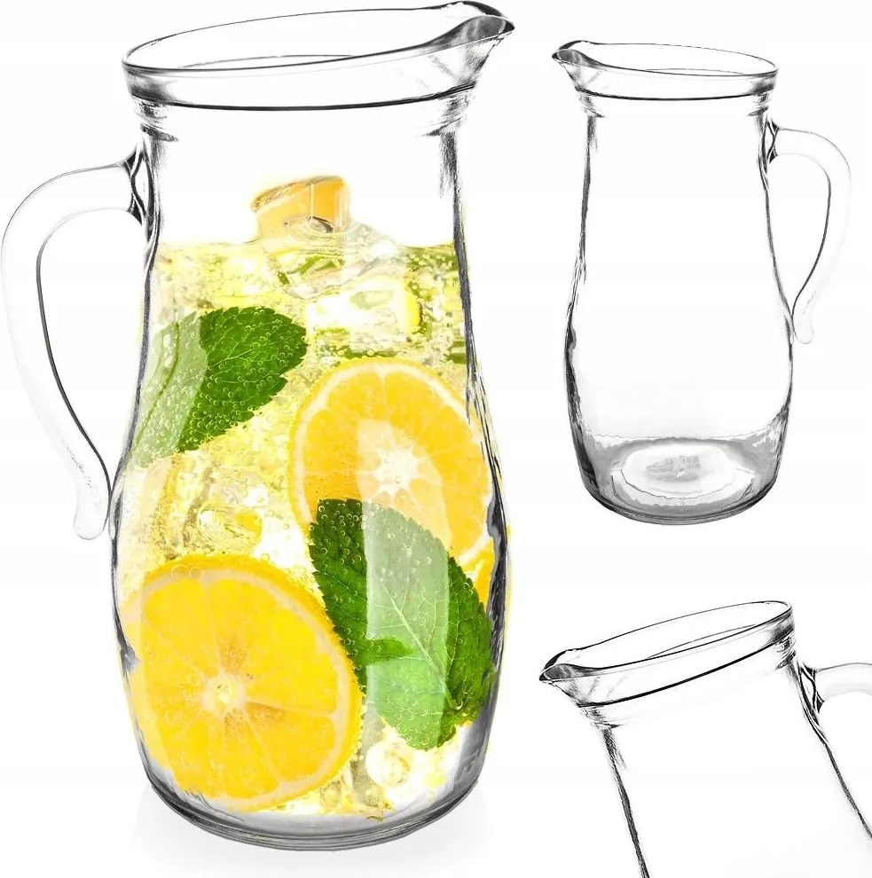 Tömör üveg kancsó gyümölcslé vízhez 1,75 L Orion fogantyúval