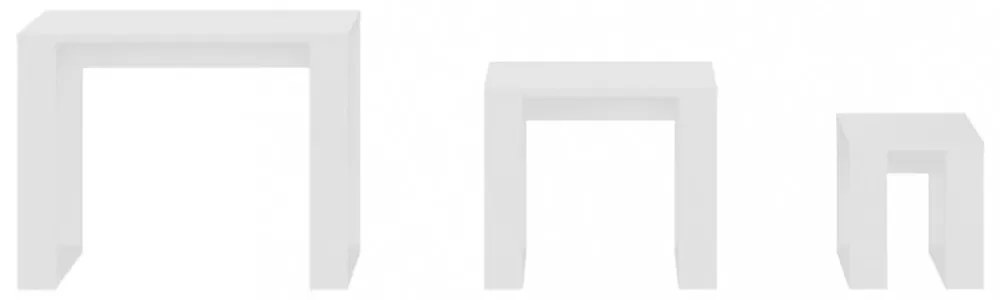 3 db fehér, rétegelt fa egymásba rakható asztal