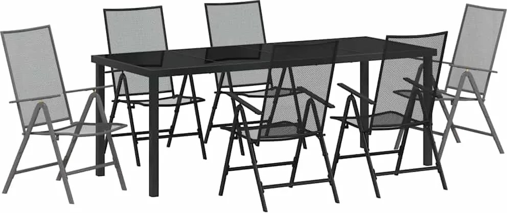 vidaXL Kert étkező szett 7 pcs Antracit Porszórt acél