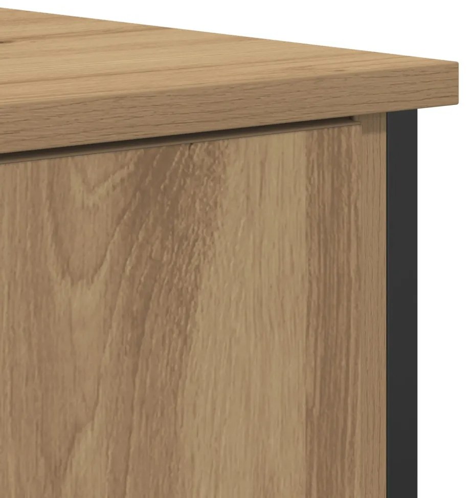 Kézműves tölgy büfé 70x30x80 cm Forgácslap és Acél