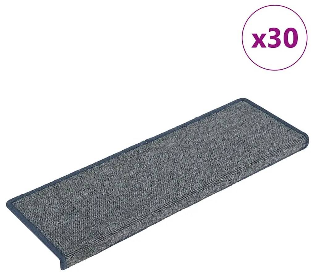 30 db világosszürke és kék lépcsőszőnyeg, téglalap alakú széllel, 65 x 21 x 4 cm