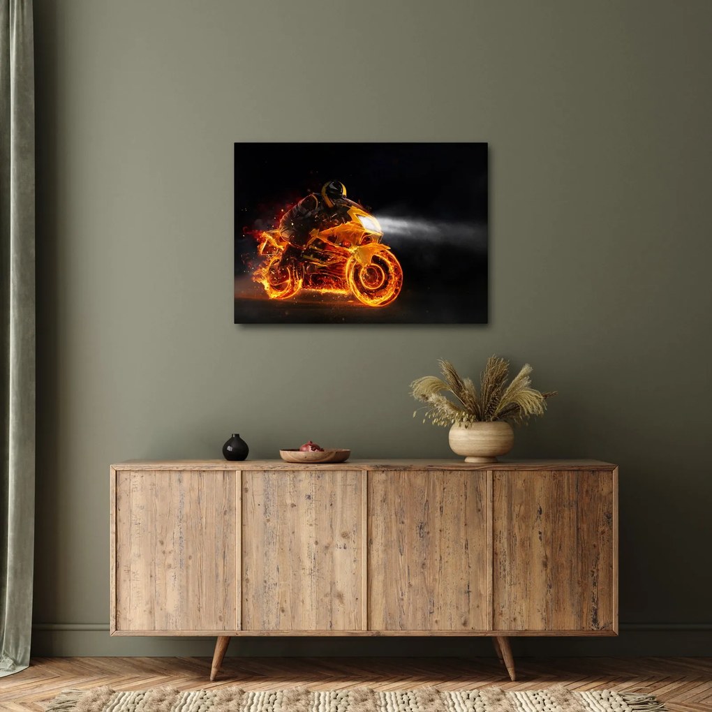 Kép - Motoros lángokkal (70x50 cm)