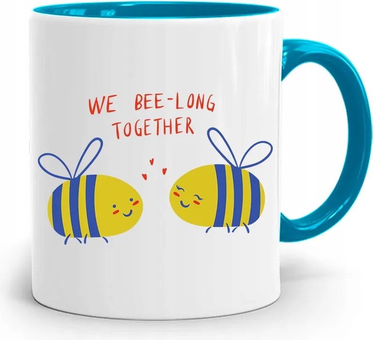 Kék Bögre Valentin Napra We Bee-long Together fényképes nyomtatással