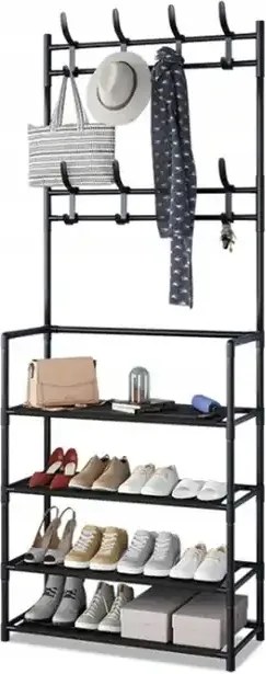 Cipőtartó állvány ruhaakasztóval 2in1 álló előszoba rendszerező