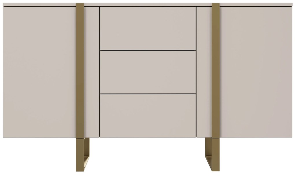 Verica 150 cm-es komód három fiókkal - kasmír / arany lábak