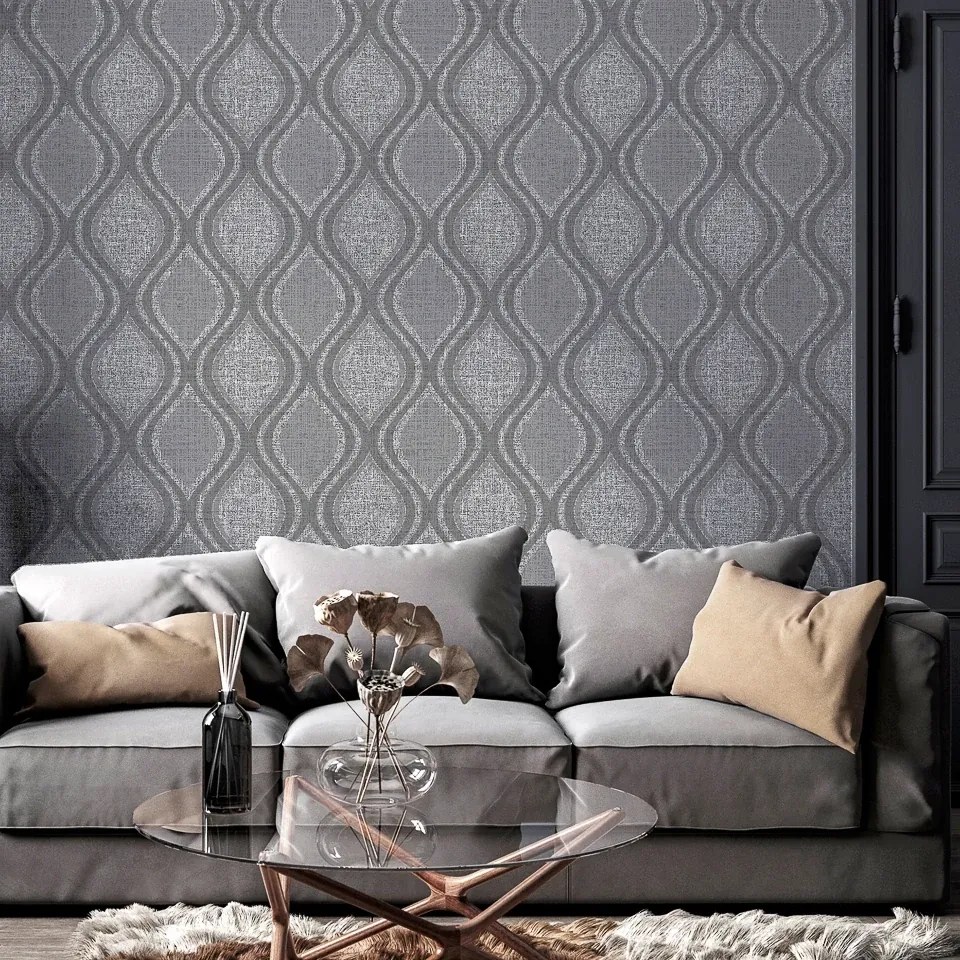 Arthouse Signature 1 Curve sötétszürke-szürke geometrikus vlies tapéta – 295100