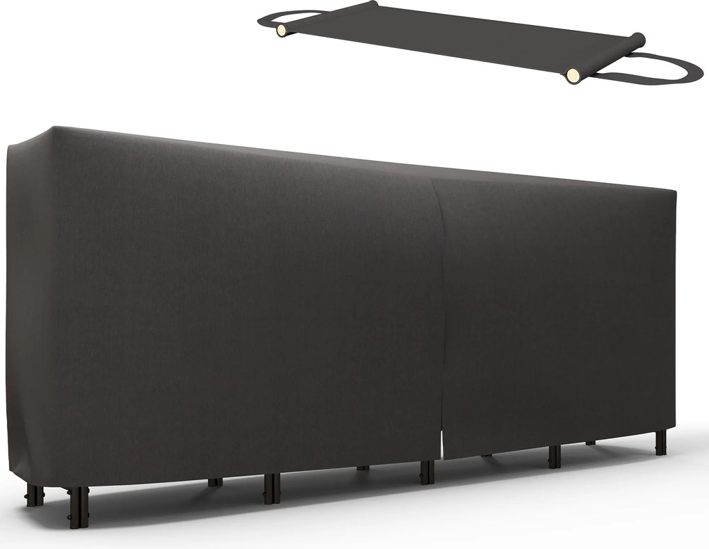 Outsunny Fém Tűzifa Tartó 240 x 36 x 99 cm Vízhatlan Borítással Külső Faállvány 200 kg Tűzifa Tárolására | Aosom
