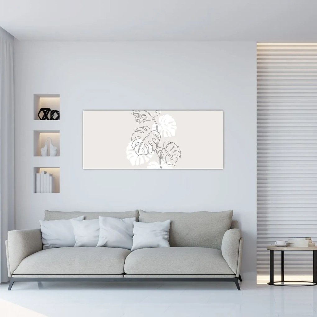 Kép - Vonalkép monstera N⁰3 (120x50 cm)
