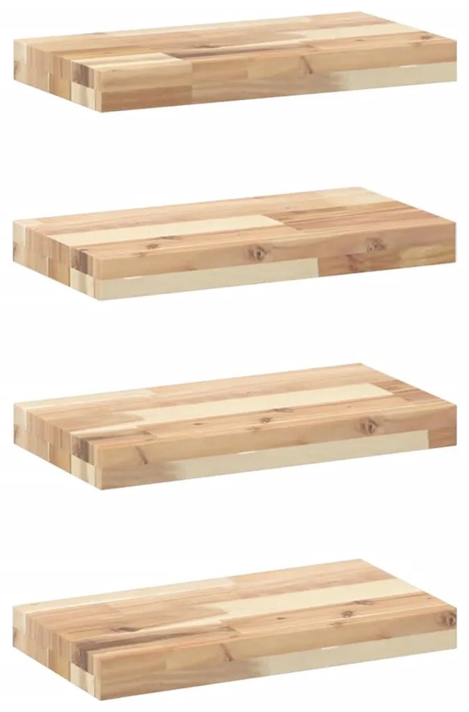 4 db kezeletlen tömör akácfa függőpolc 60 x 20 x 4 cm