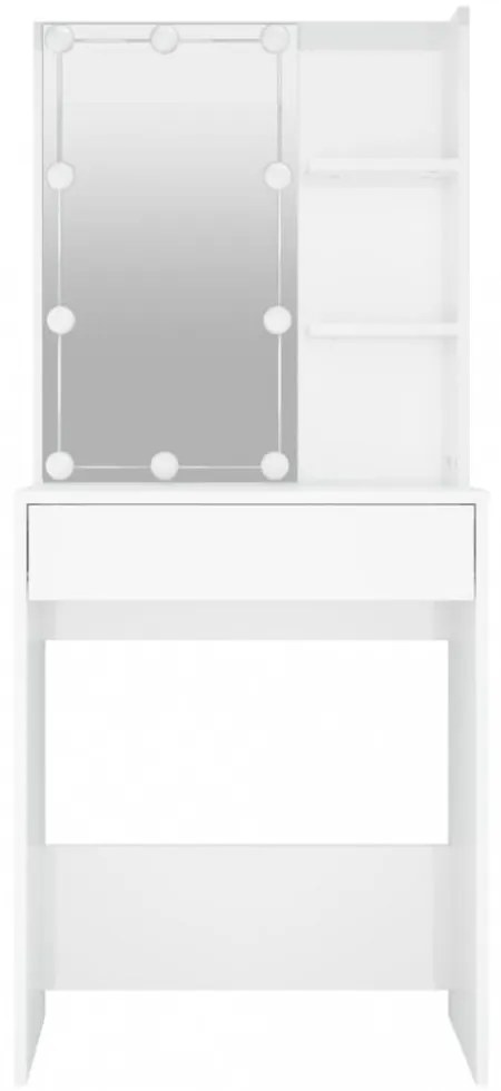 magasfényű fehér fésülködőasztal LED-del 60 x 40 x 140 cm