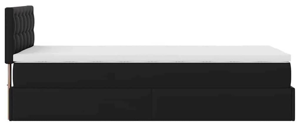 fekete műbőr ottomán ágy matraccal 80x200cm