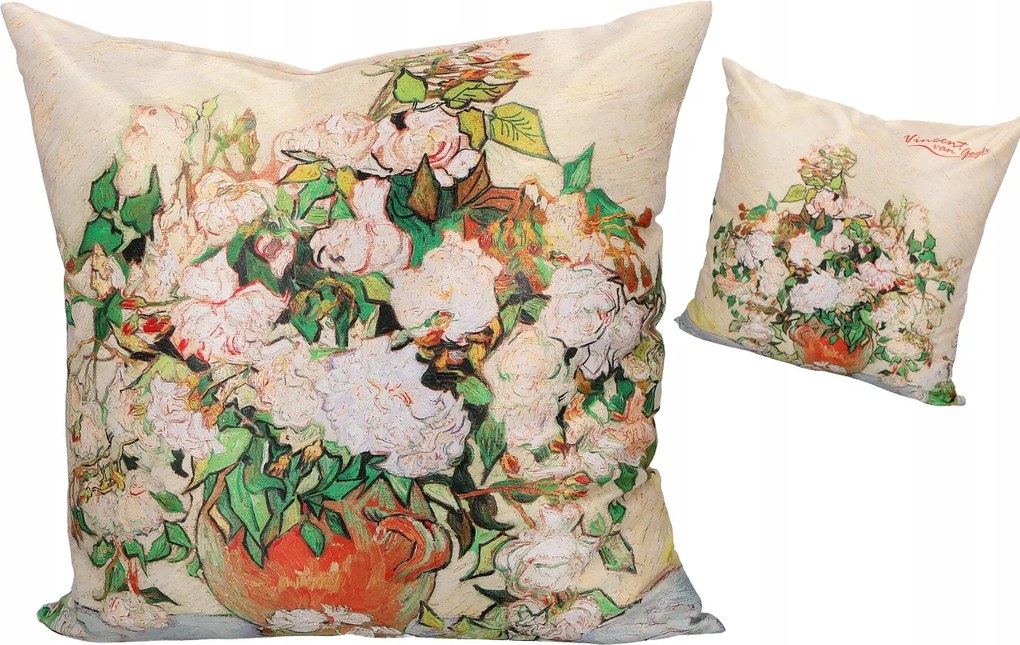 Díszpárna Carmani Van Gogh Váza Rózsákkal