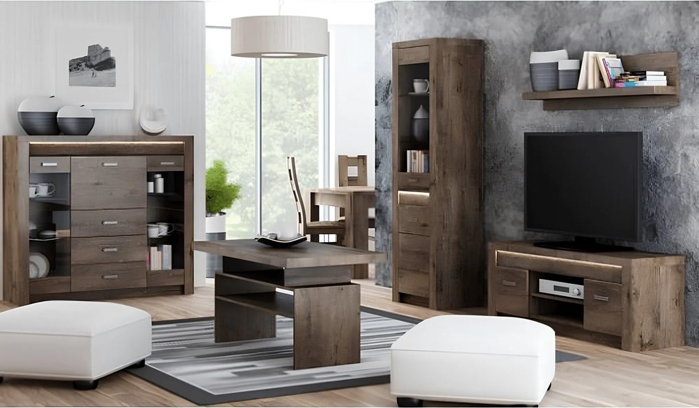 Vitrines szekrény, kőris sötét, INFINITY I-03