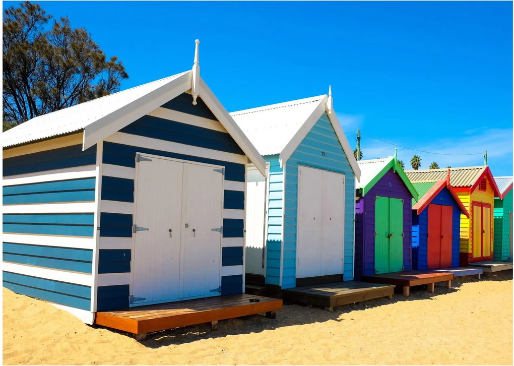 Kép - Brighton Beach, Melbourne, Ausztrália (üvegen) (70x50 cm)