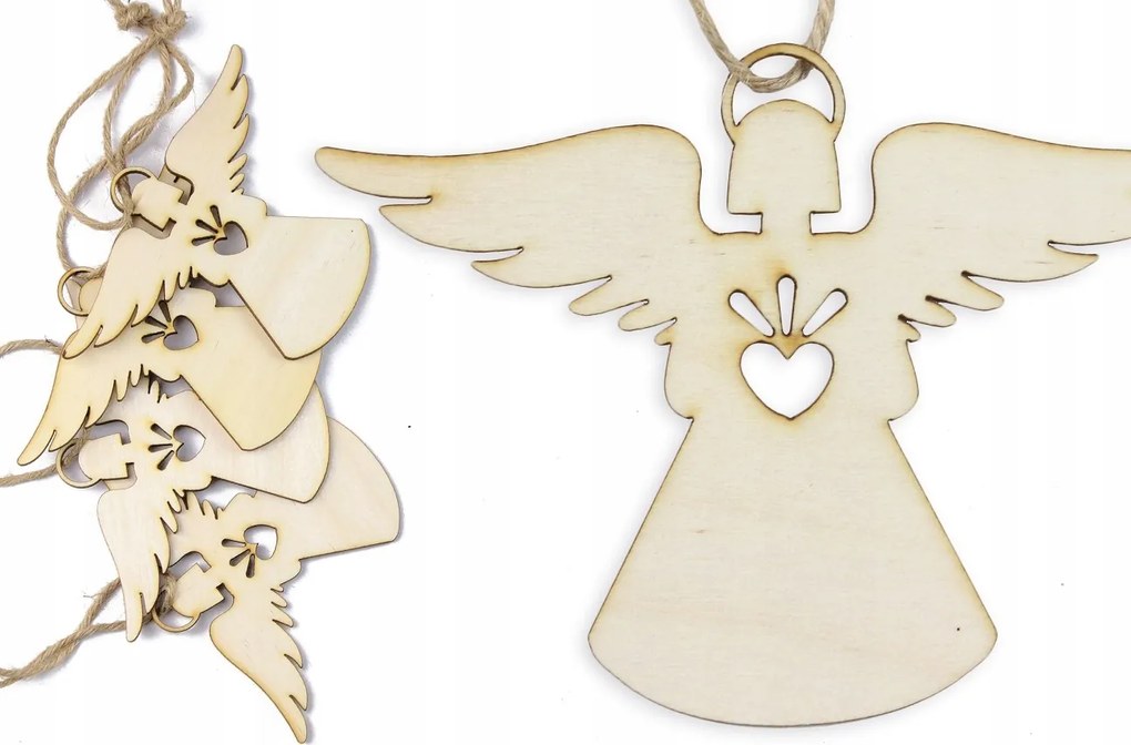 Medálok Angyalkák Natúr 5 db 9cm Szív