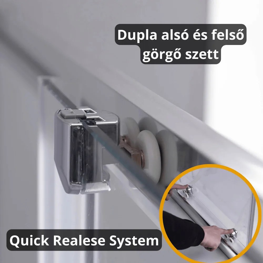 Stuxi Nizza 100x70 aszimmetrikus szögletes tolóajtós zuhanykabin 6 mm vízlepergető biztonsági üveggel, króm elemekkel, 200 cm magas