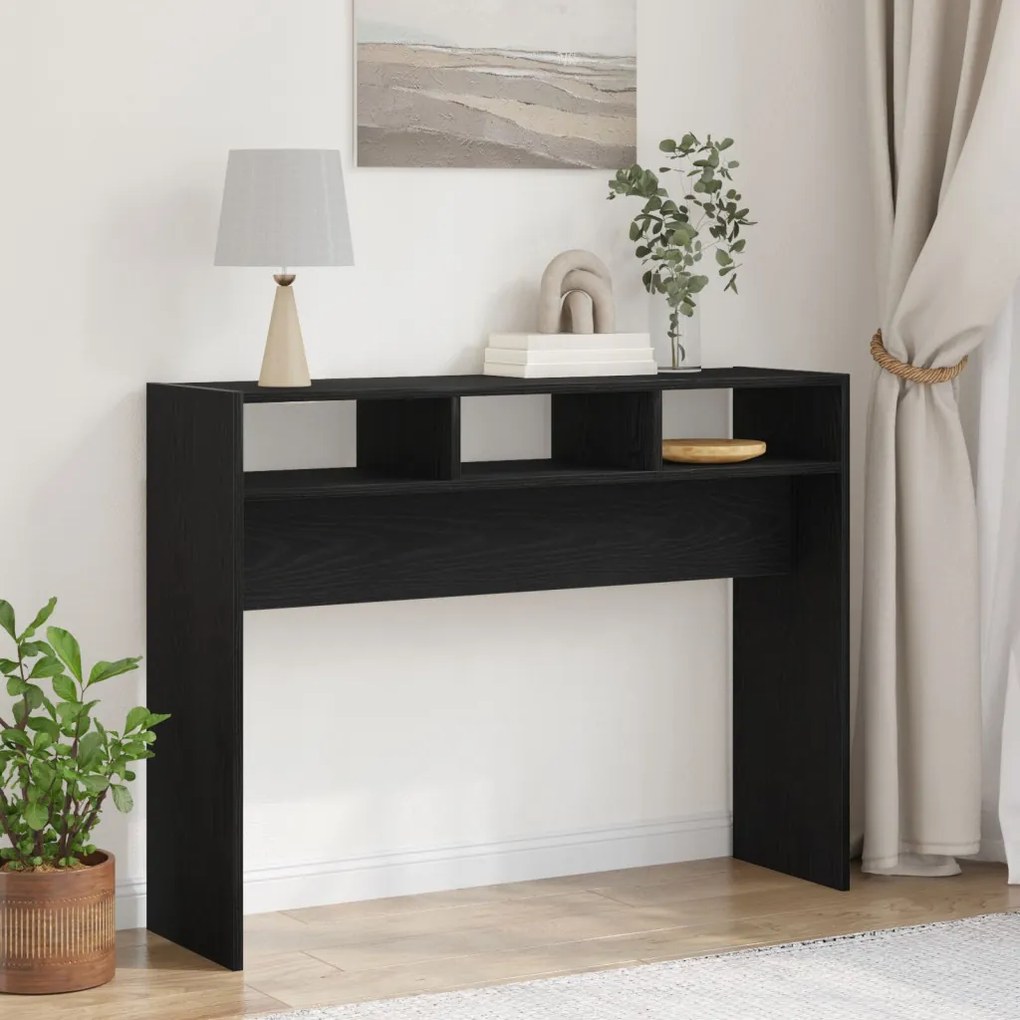 Fekete Tölgy Konzolasztal 105x30x80 cm Műanyag
