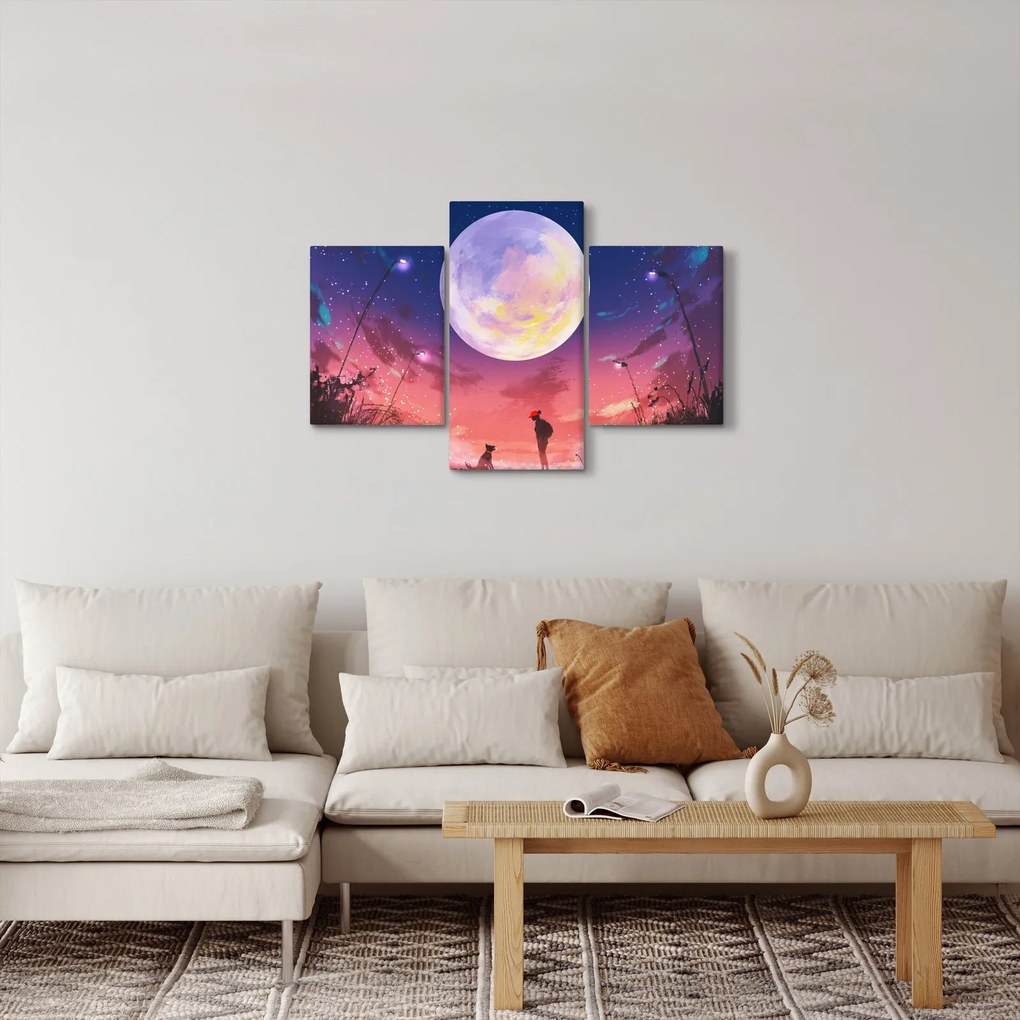 Kép - Nő és kutya teliholdkor (90x60 cm)