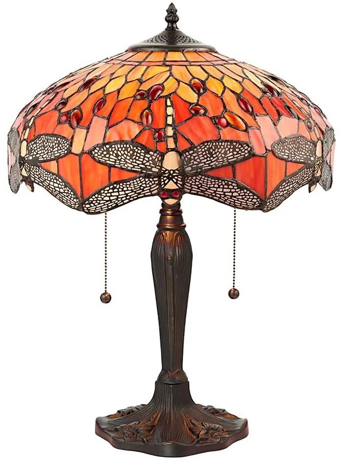 Endon 64093 - Tiffany DRAGONFLY asztali lámpa, 2x E27, 60 W, 230 V, Ø 41 cm