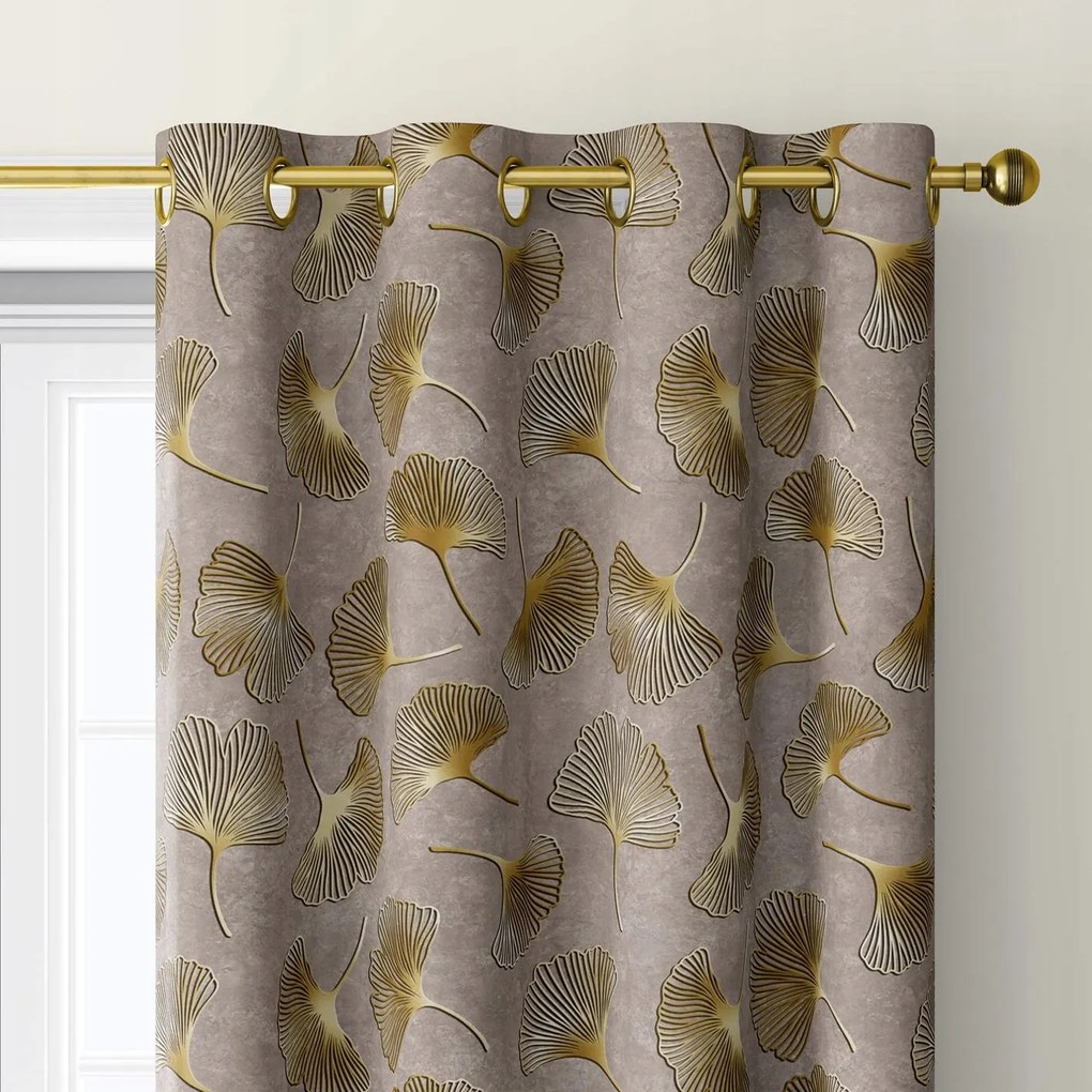 Függöny Átvezetőkkel, Ginkgo Levelekkel 145x280