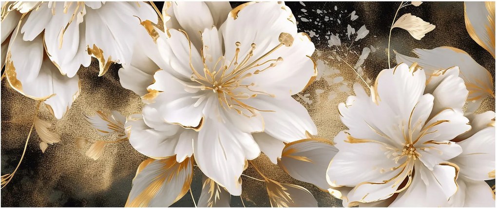 Kép - Virágok aranyban (120x50 cm)