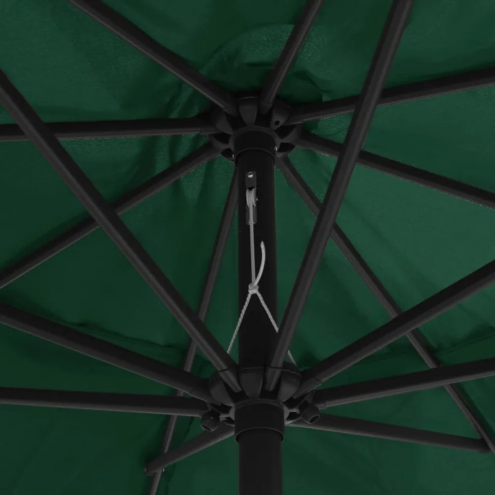 zöld kültéri napernyő fémrúddal 390 cm