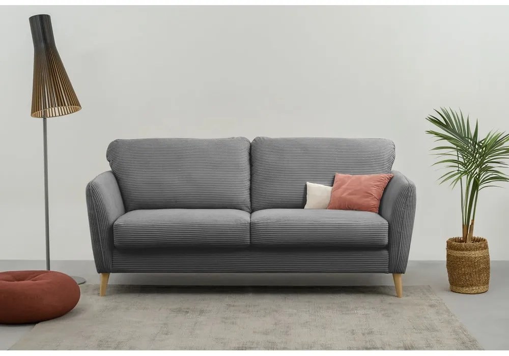 Sötétszürke kordbársony kanapé 170 cm Paris – Scandic