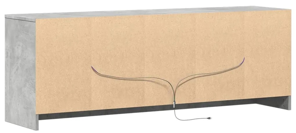betonszürke szerelt fa TV-szekrény LED-ekkel 139,5 x 34 x 50 cm