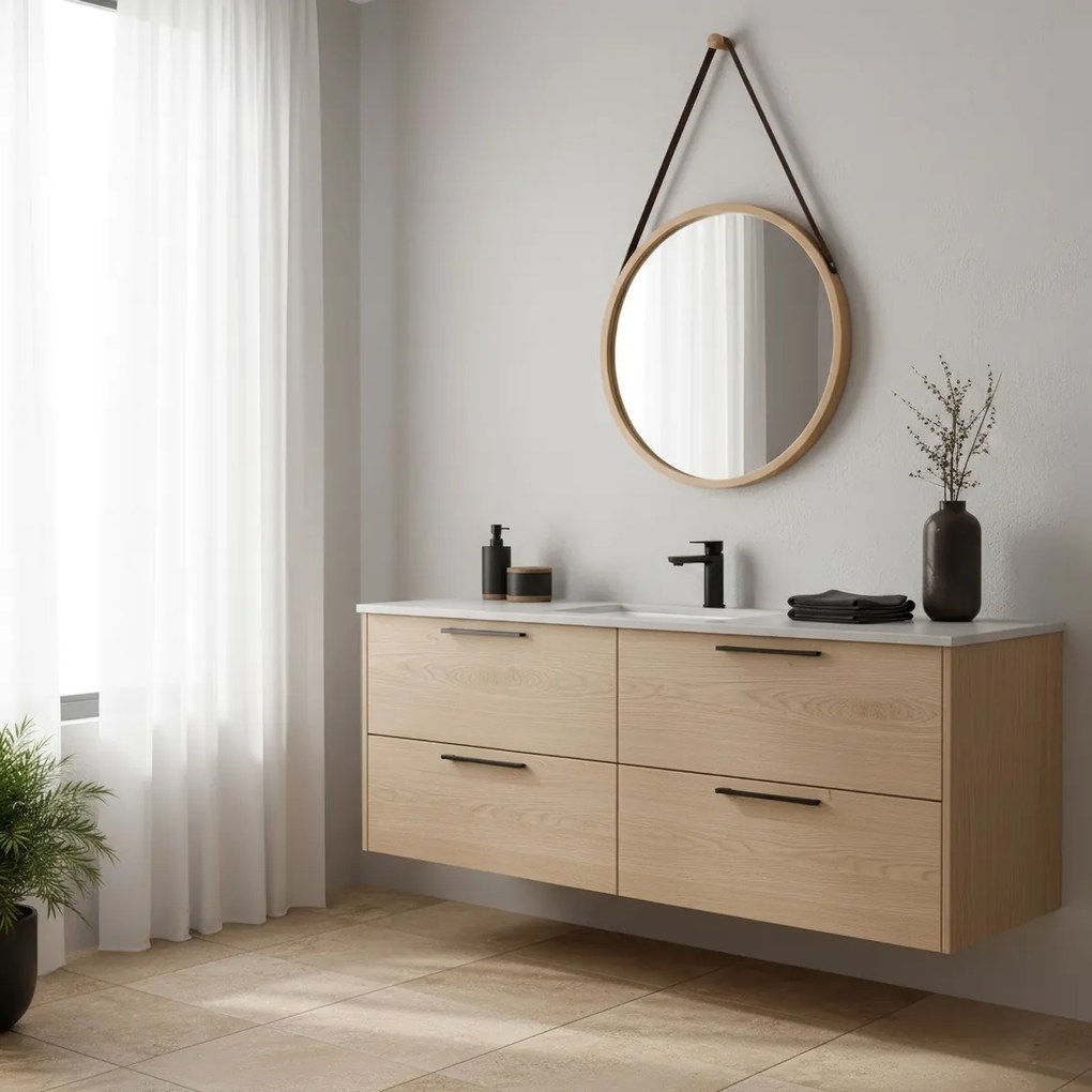 Fali tükör B053 NAT, bambusz