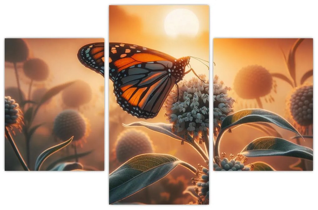 Kép – Pillangó a lenyugvó napban (90x60 cm)