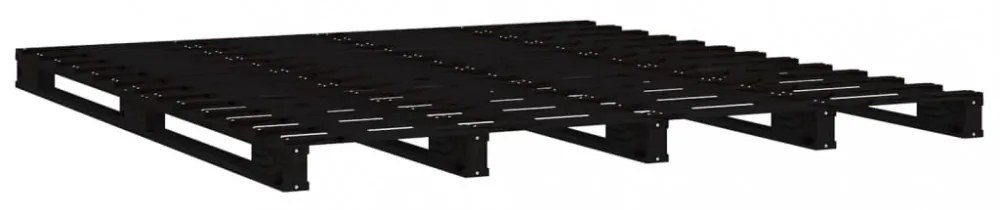fekete tömör fenyőfa raklapágy 135 x 190 cm (Double)