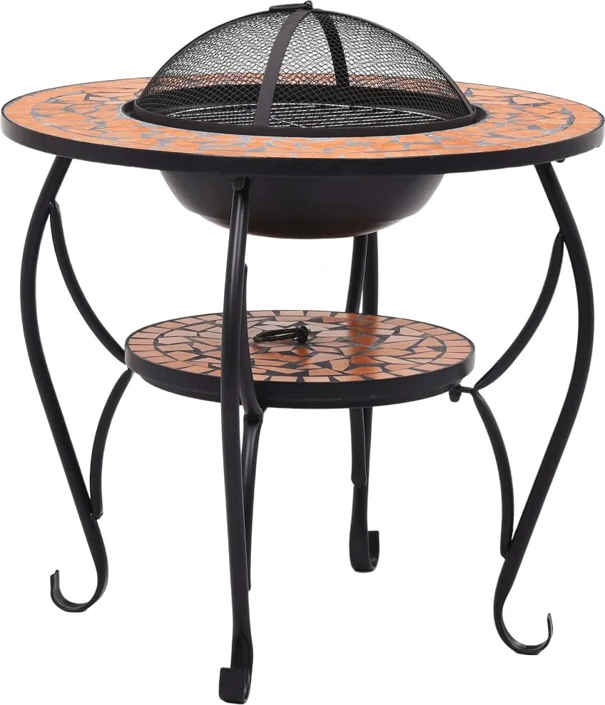 vidaXL terrakotta kerámia mozaik tűztál asztallal 68 cm